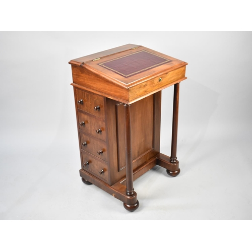 3 - A Late 19th Century Mahogany Davenport with Tooled Leather Writing Slope Surface, 50x45x83cms High (... 