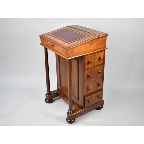 3 - A Late 19th Century Mahogany Davenport with Tooled Leather Writing Slope Surface, 50x45x83cms High (... 