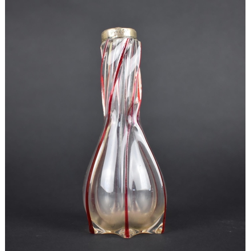 300 - A Silver Banded Swirl Glass Vase, 16cm high