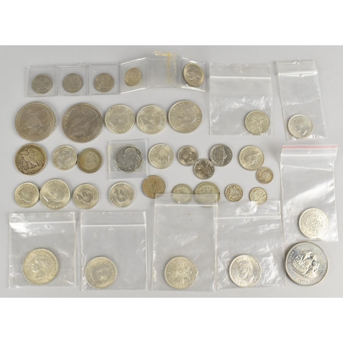 306 - A Collection of Various Silver and Silver Plated Coins to include Victorian Examples, American Half ... 