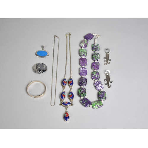 313 - A Collection of Various Jewellery to include Siam Silver Brooch, Silver Christening Bangle, Silver a... 