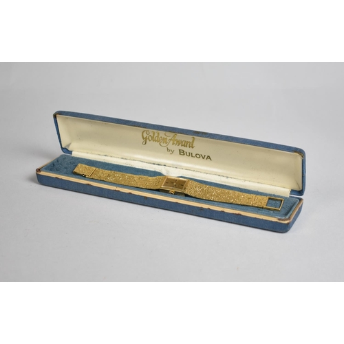 315 - A Ladies Golden Award Bulova Vintage Wristwatch, Gold Coloured Rectangular Face with Baton Indicator... 