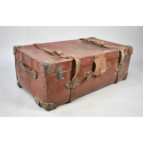 330 - A Vintage Leather Travelling Case, 92cms Wide, Condition issues