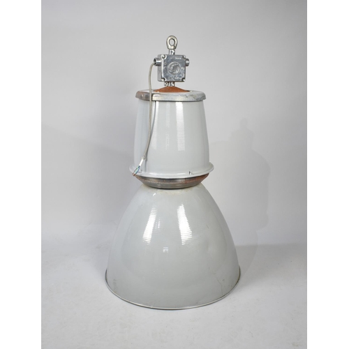 334 - A Vintage Grey Painted Pendant Industrial Light Fitting, 80cms High