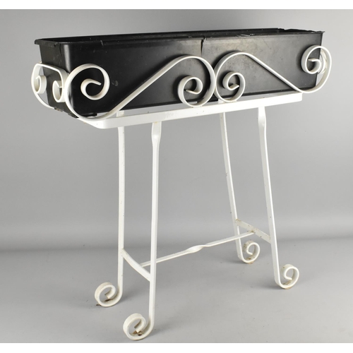 336 - A Wrought Metal White Painted Rectangular Plant Stand, 59cms Wide