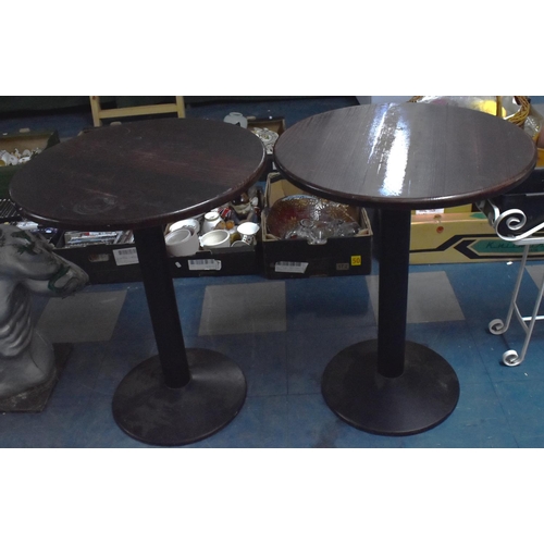 337 - A Pair of Circular Topped and Metal Based Bar Tables, 50cms Diameter Top