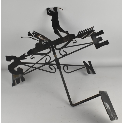 338 - A Black painted Metal Weather Vane with Golfing Motif