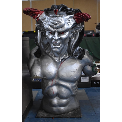 339 - A Large Cast Resin Devil Bust, with Makers Stamp, 62cms Wide, Condition Issues