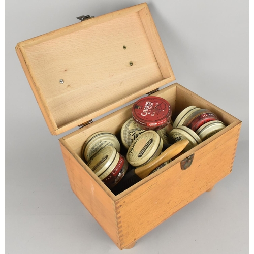 344 - An Early/Mid 20th Century Shoe Cleaning Box Containing Various Shoe Polishes