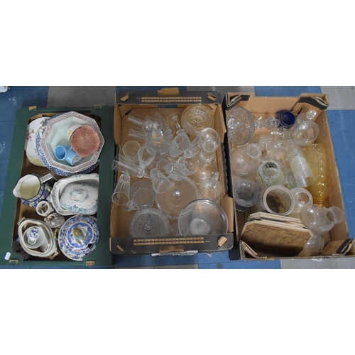 358 - Three Boxes of Various Ceramics and Glassware to comprise Champagnes, Vases, Tureen, Jug Etc