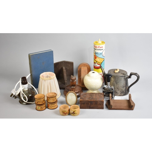 361 - A Collection of Various Sundries to comprise Teapot, Treen Etc