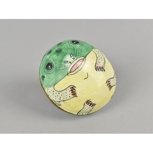 37 - A Novelty Enamelled Box in the Form of a Frog, 7cms Wide