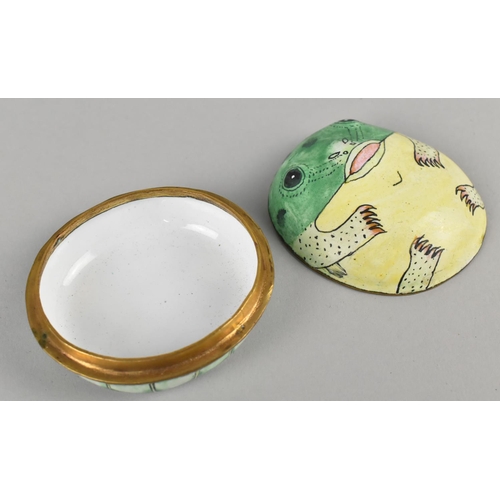 37 - A Novelty Enamelled Box in the Form of a Frog, 7cms Wide