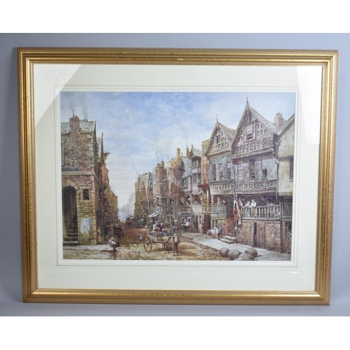 382 - A Framed Print, Street Scene, Subject 63.5x46cms