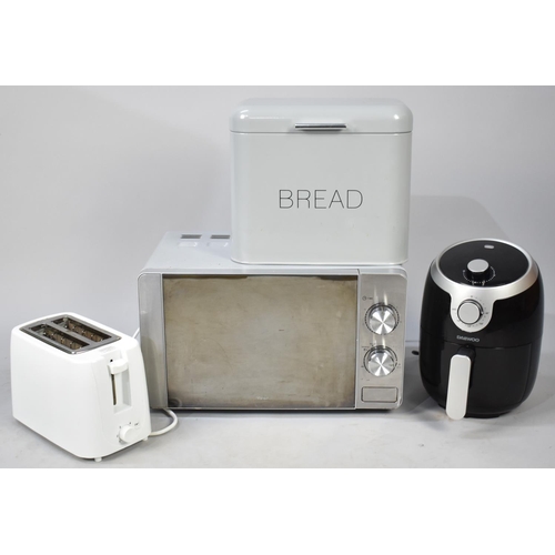 385 - A Collection of Various Electrical and Other Kitchen Items to comprise Microwave, Toaster Bread Bin,... 