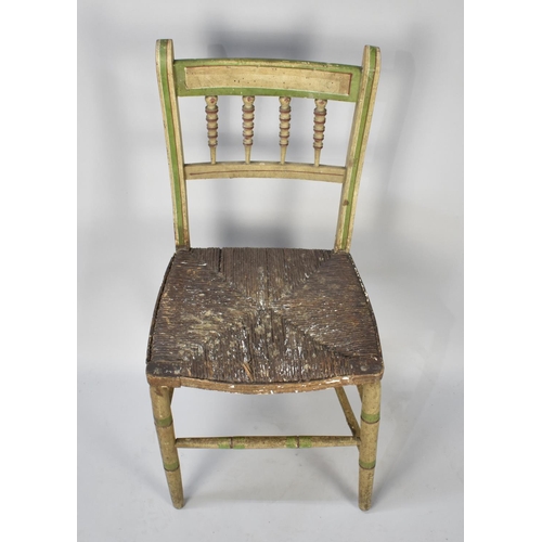 403 - A 19th Century Regency Painted Rush Seated Chair (Wormed)