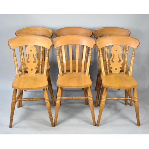 405 - Six Pine Kitchen Dining Chairs Comprising Set of Four and a Pair