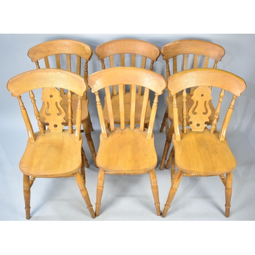 405 - Six Pine Kitchen Dining Chairs Comprising Set of Four and a Pair