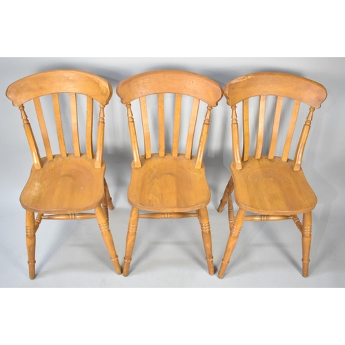 405 - Six Pine Kitchen Dining Chairs Comprising Set of Four and a Pair