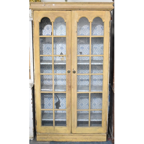 415 - A 19th Century Painted Pine Glazed Cabinet, 110cms Wide (Missing one Pane of Glass and In Need of Re... 