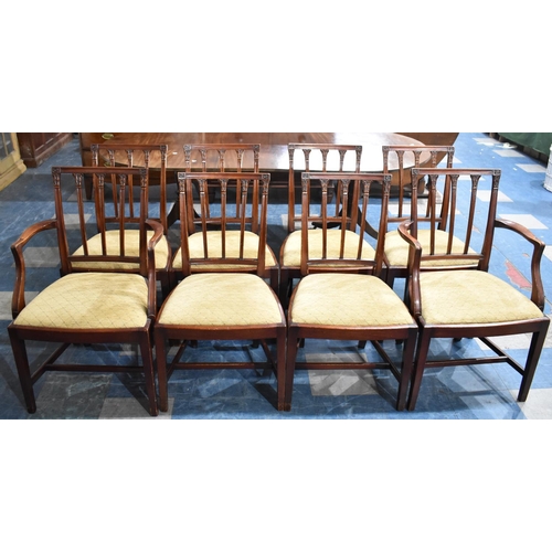 418 - A Set of Eight Mahogany Framed Chairs to include Two Carvers