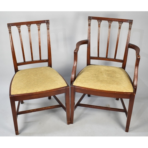 418 - A Set of Eight Mahogany Framed Chairs to include Two Carvers