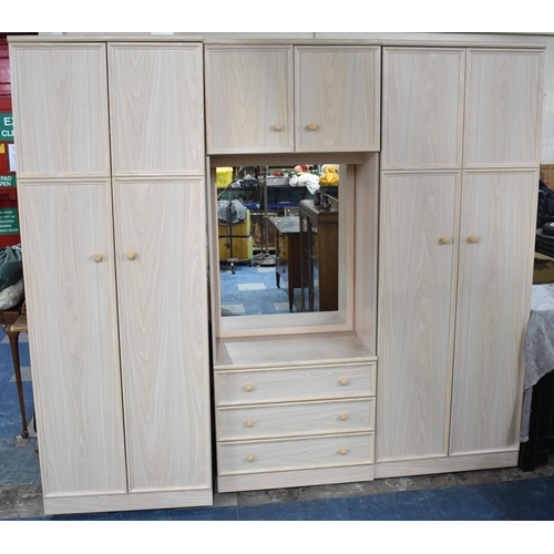 427 - A Large Modern Wardrobe Unit with Central Mirror Surmounted by Top Cupboard and Three Sort Drawers B... 