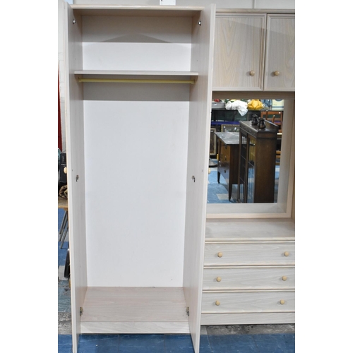 427 - A Large Modern Wardrobe Unit with Central Mirror Surmounted by Top Cupboard and Three Sort Drawers B... 