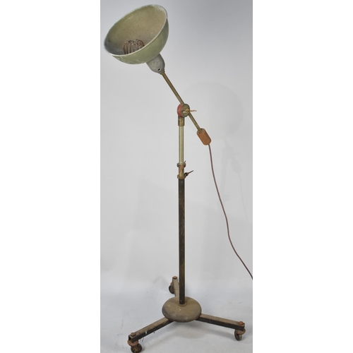 437 - A Vintage Adjustable Lamp on Castor Base with Pendant Shade, Condition Issues