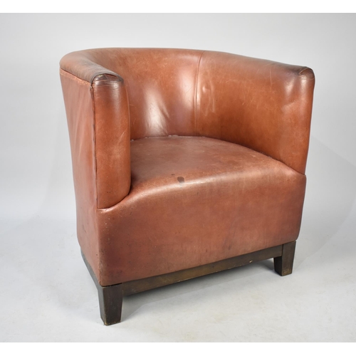 441 - A Leather Upholstered Tub Chair