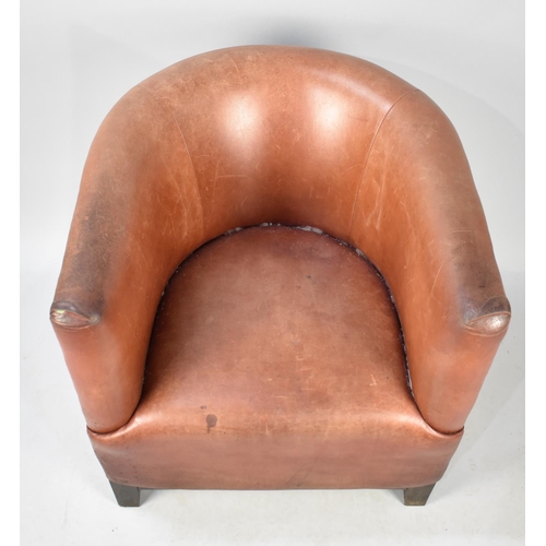 441 - A Leather Upholstered Tub Chair