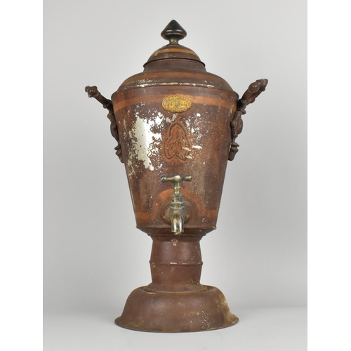 57 - A Victorian Toleware Samovar with Makers Label, Cower Street, Tupholme, Sheffield, 48cms High