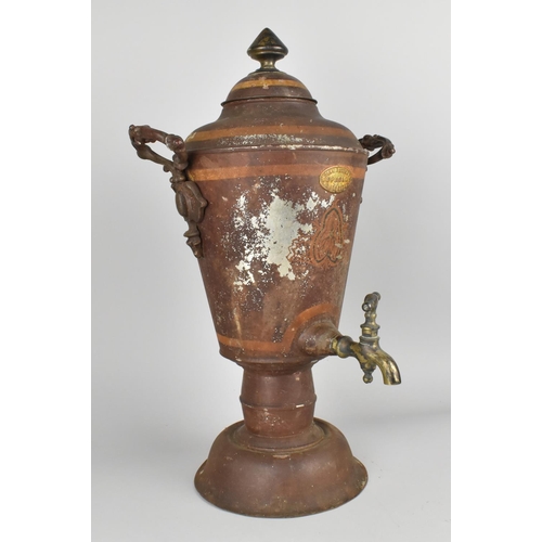 57 - A Victorian Toleware Samovar with Makers Label, Cower Street, Tupholme, Sheffield, 48cms High