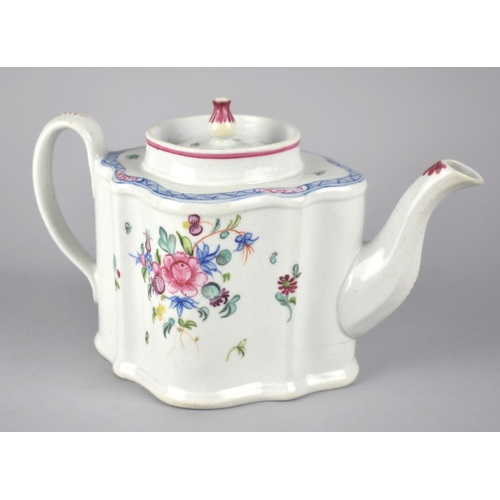 69 - A 19th Century Floral Decorated Teapot of Quatrefoil Form, 24cm x 14cm high