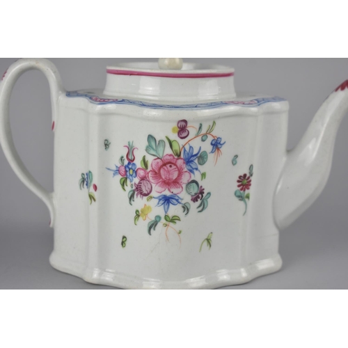 69 - A 19th Century Floral Decorated Teapot of Quatrefoil Form, 24cm x 14cm high