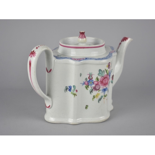 69 - A 19th Century Floral Decorated Teapot of Quatrefoil Form, 24cm x 14cm high