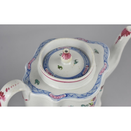 69 - A 19th Century Floral Decorated Teapot of Quatrefoil Form, 24cm x 14cm high