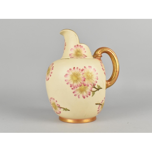 71 - A Royal Worcester Blush Ivory Jug Floral Decorated Jug, Shape 1094, 20cm high