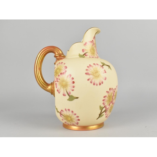 71 - A Royal Worcester Blush Ivory Jug Floral Decorated Jug, Shape 1094, 20cm high