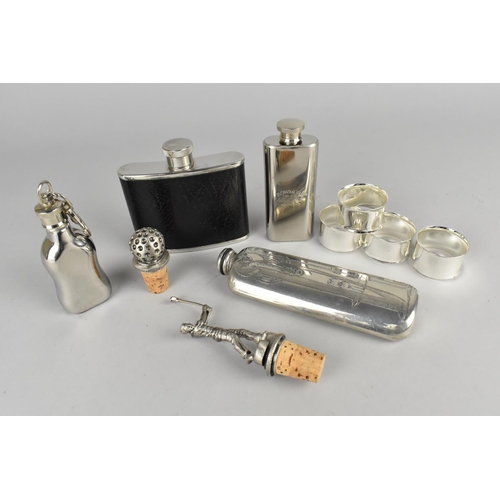 79 - A Collection of Various Drinking Ephemera to Comprise Leather Mounted Hip Flask, Pewter Charles Renn... 