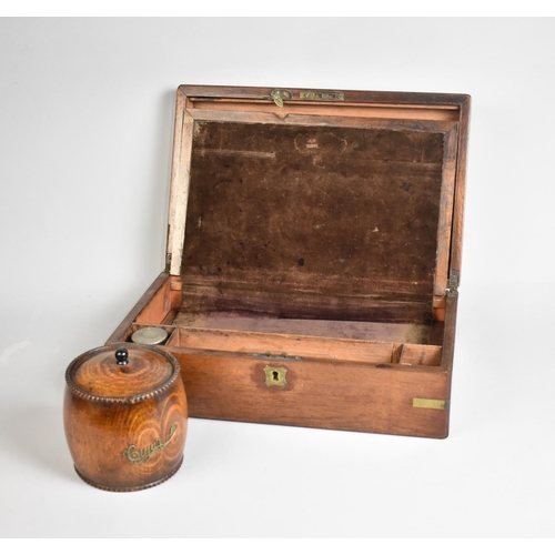 8 - An Early/Mid 20th Century Oak Tobacco Pot of Barrel Form together with a 19th Century Mahogany Brass... 