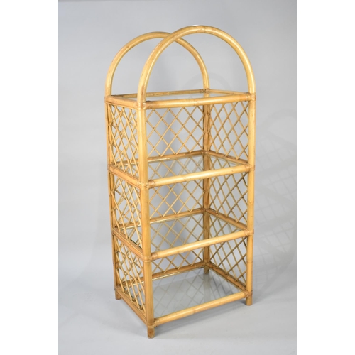 87 - A Bamboo Three Tier Stand with Glass Shelves, 142cms High