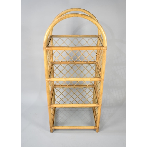 87 - A Bamboo Three Tier Stand with Glass Shelves, 142cms High