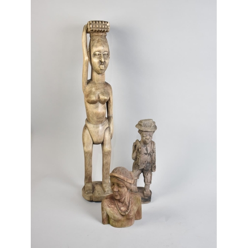 98 - A Collection of Various Tribal Wooden Carvings, Tallest 55cms High