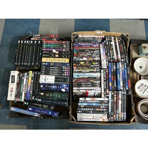 355 - Two Boxes of Various DVD's to Include Mainstream Film and Television Box Sets