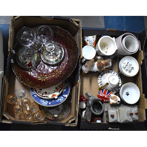 356 - Two Boxes of Various Ceramic and Glassware to comprise drinking Glasses, Plates, Ornaments Etc