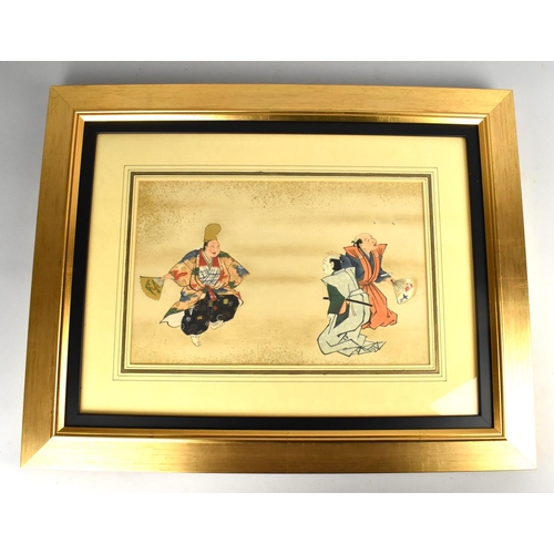 281 - A Framed Japanese Painting, Actors, Subject 35.5 by 22cms