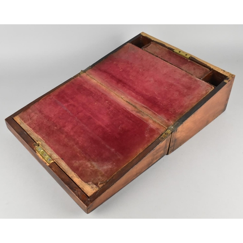 1 - A 19th Century Mahogany Writing Slope with Mother of Pearl Escutcheons and Fitted Interior, In Need ... 