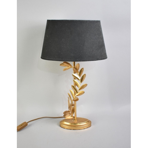 107 - A Modern Gilt Metal Table Lamp and Shade, Overall Height 52cms