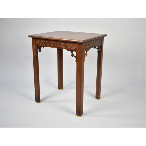 113 - A Mahogany Rectangular Topped Table with Blind Carved Top Rails In the Aesthetic Taste, 45cms Wide